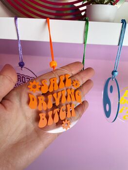 Safe Driving Bitch Rearview Mirror Car Accessory Charm, 2 of 8