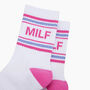 Milf Organic Cotton Sports Socks In White, thumbnail 2 of 4