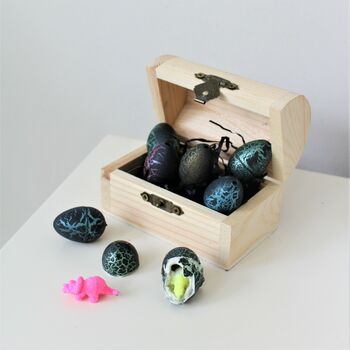 Wooden Chest With Six Hatching Dinosaur Eggs, 2 of 5