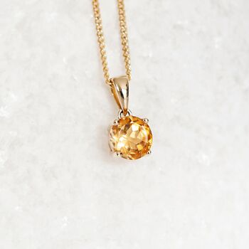 Personalised Solid 9ct Gold November Citrine Birthstone Necklace, 2 of 10