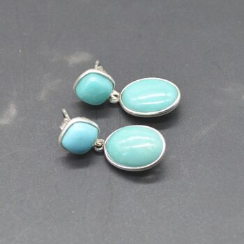 Blue Turquoise Silver Earrings: December Birthstone, 5 of 7