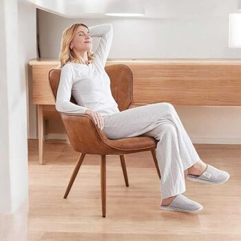 Mid Century Modern Faux Leather Tub Chair, Pleated Back, 3 of 4