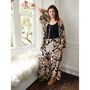 'Eira' Black, Rose And Gold Floral Baroque Viscose Palazzo Trousers, thumbnail 4 of 6