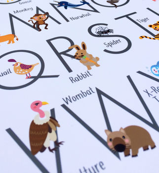 Personalised Children's Animal Alphabet Print, 5 of 9