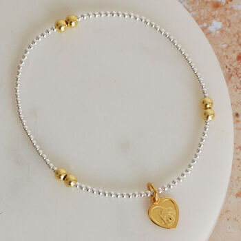 Gold Plated St Christopher Heart Charm Bracelet, 2 of 3