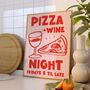 Pizza And Wine Kitchen Print, thumbnail 1 of 3