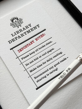 'Library Notes' Little Letterpress Print, 2 of 4