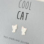 Cool Cat Black Or White Kitten Silver Stud Earrings, thumbnail 6 of 9