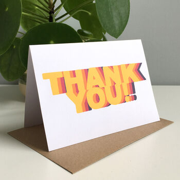 Pack Of Eight Colourful Retro Thank You Greeting Cards, 4 of 9