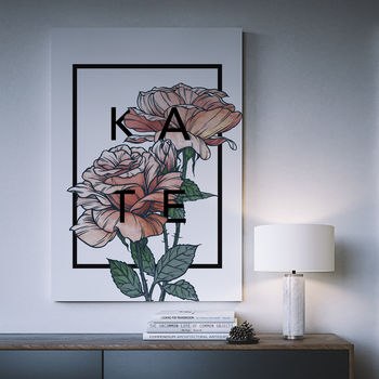 Personalised Rose Botanical Flower Print, 2 of 8