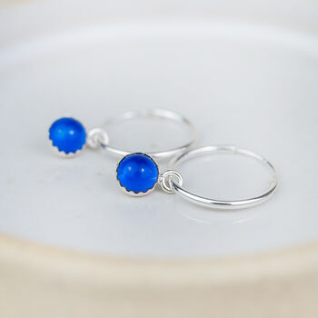 Sterling Silver And Gemstone Hoop Earrings, 4 of 10