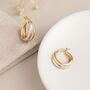 Solid 9ct Mixed Gold Double Hinged Hoop Earrings, thumbnail 2 of 5