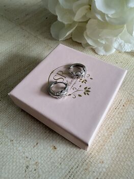 Silver Leaf Huggie Hoop Earrings, 5 of 6