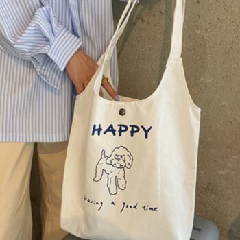 Dog Lover Gift Idea White Canvas Cotton Tote Bags, 2 of 7