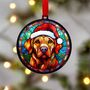 Labrador Fox Red In Santa Hat Suncatcher Decoration, thumbnail 1 of 6