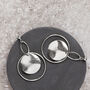 Large Hoop With Matt Disc Drop Earrings Silver Colour, thumbnail 1 of 3