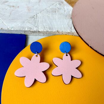 Statement Wooden Flower Stud Earrings, 6 of 9