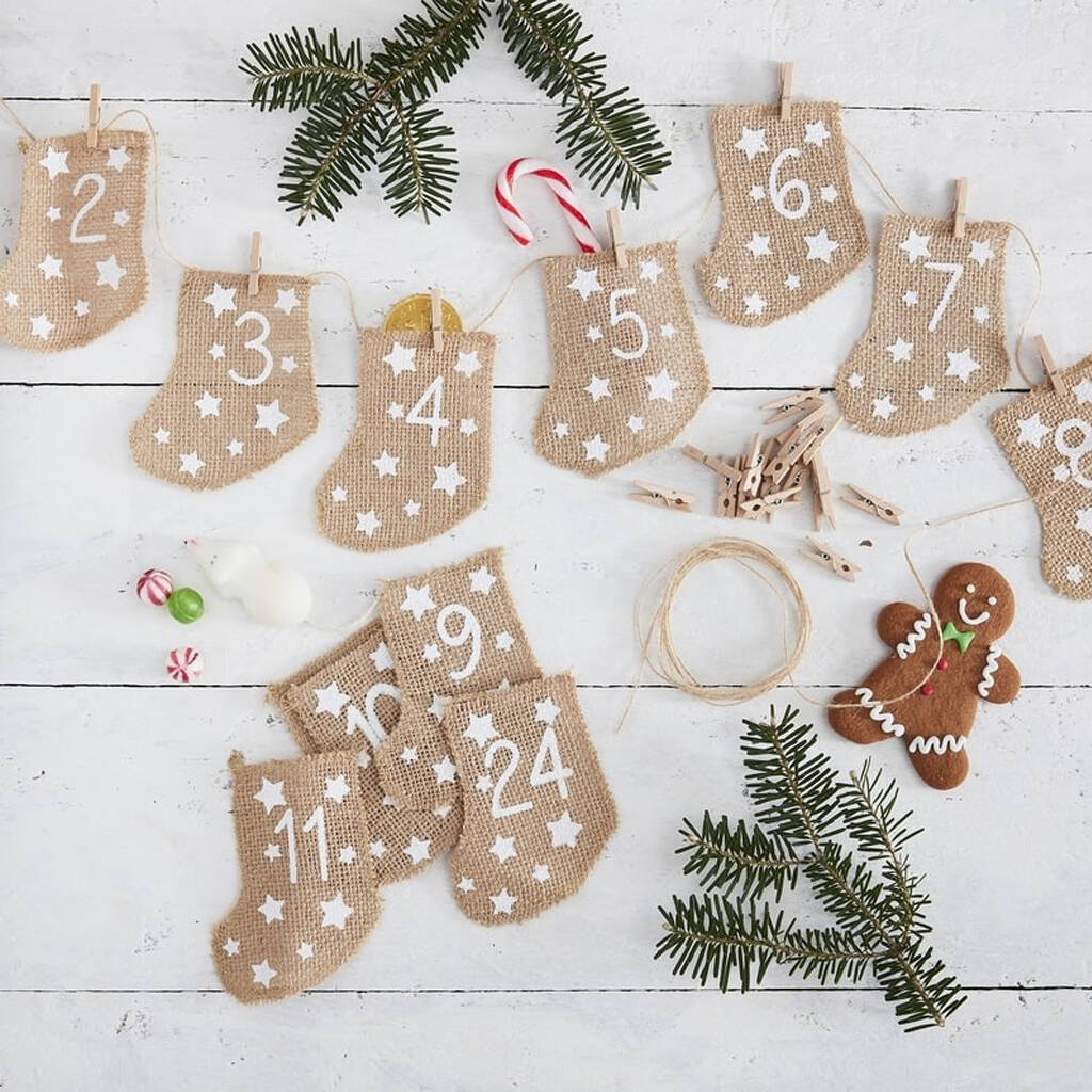 Fill Your Own Advent Calendar Hessian Stockings By The Wedding of my Dreams