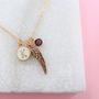 Personalised Angel Wing Necklace With Birthstone, thumbnail 2 of 3