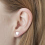 Personalised Happy Birthday Silver Heart Stud Earrings, thumbnail 4 of 8