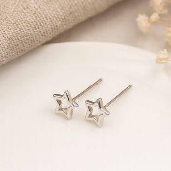 Sterling Silver Cut Out Star Stud Earrings – 5mm, 3 of 7