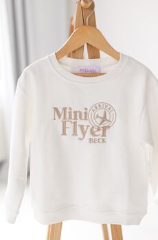 'Mini Flyer/ First Time Flyer' Personalised Name Passport Stamp Embroidered Holiday Sweatshirt, 3 of 7