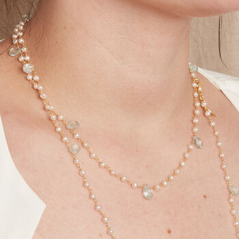 Pearl And Aquamarine Beaded Long Necklace, 3 of 7