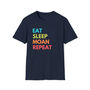 Eat Sleep Moan Repeat Mens T Shirt, thumbnail 5 of 5