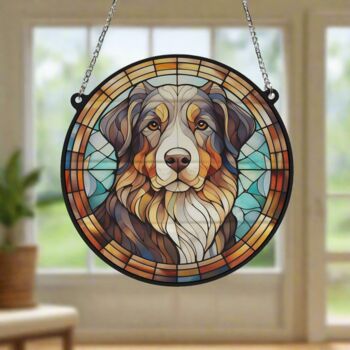 Bernese Mountain Dog Stained Glass Effect Suncatcher, 6 of 6