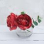 Deep Red Faux Peony Bouquet In Vase, thumbnail 4 of 9