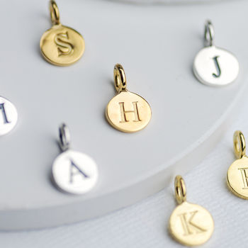 Sterling Silver Or Gold Initial Letter Disc Charms, 4 of 5
