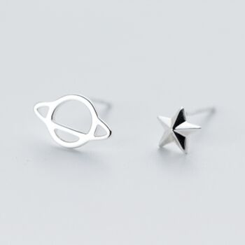 Sterling Silver Star And Planet Stud Earrings, 3 of 5