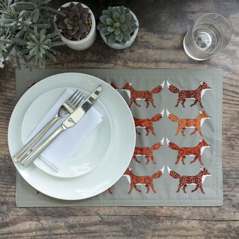 Red Foxes Large Fabric Placemat, 5 of 11