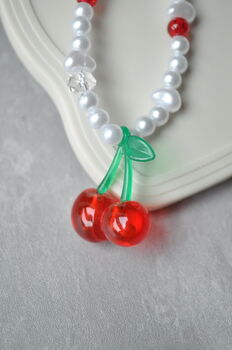 Chunky Cherry Pearl Phone Strap, 3 of 6