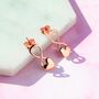 Heart Rose/Gold Plated Stud Sterling Silver Earrings, thumbnail 2 of 6
