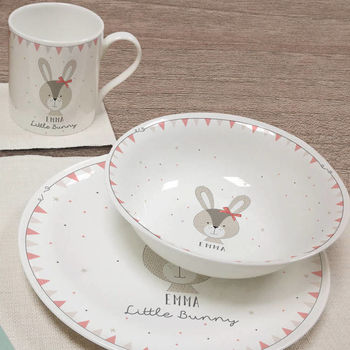 Little Pink Bunny Personalised Childrens Breakfast Set, 4 of 4