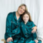 Personalised Mum And Daughter Matching Emerald Silky Pj, thumbnail 2 of 9