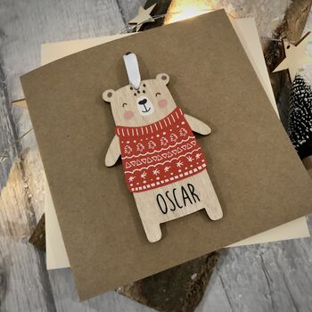 Personalised Bear Bauble Christmas Card, 3 of 3