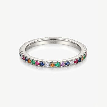 Sterling Silver Rainbow Stacking Ring For Women, 4 of 4