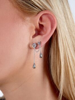 Double Post Drop Earrings With White Topaz, 2 of 2