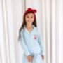 Blue Gingham Embroidered Personalised Cherry Pyjamas, thumbnail 2 of 6