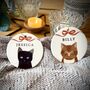 Personalised Christmas Cat And Bow Ceramic Tree Decoration, thumbnail 2 of 7