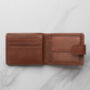 Personalised Luxury Brown Leather Wallet Coin Pocket Trifold Rfid, thumbnail 2 of 9