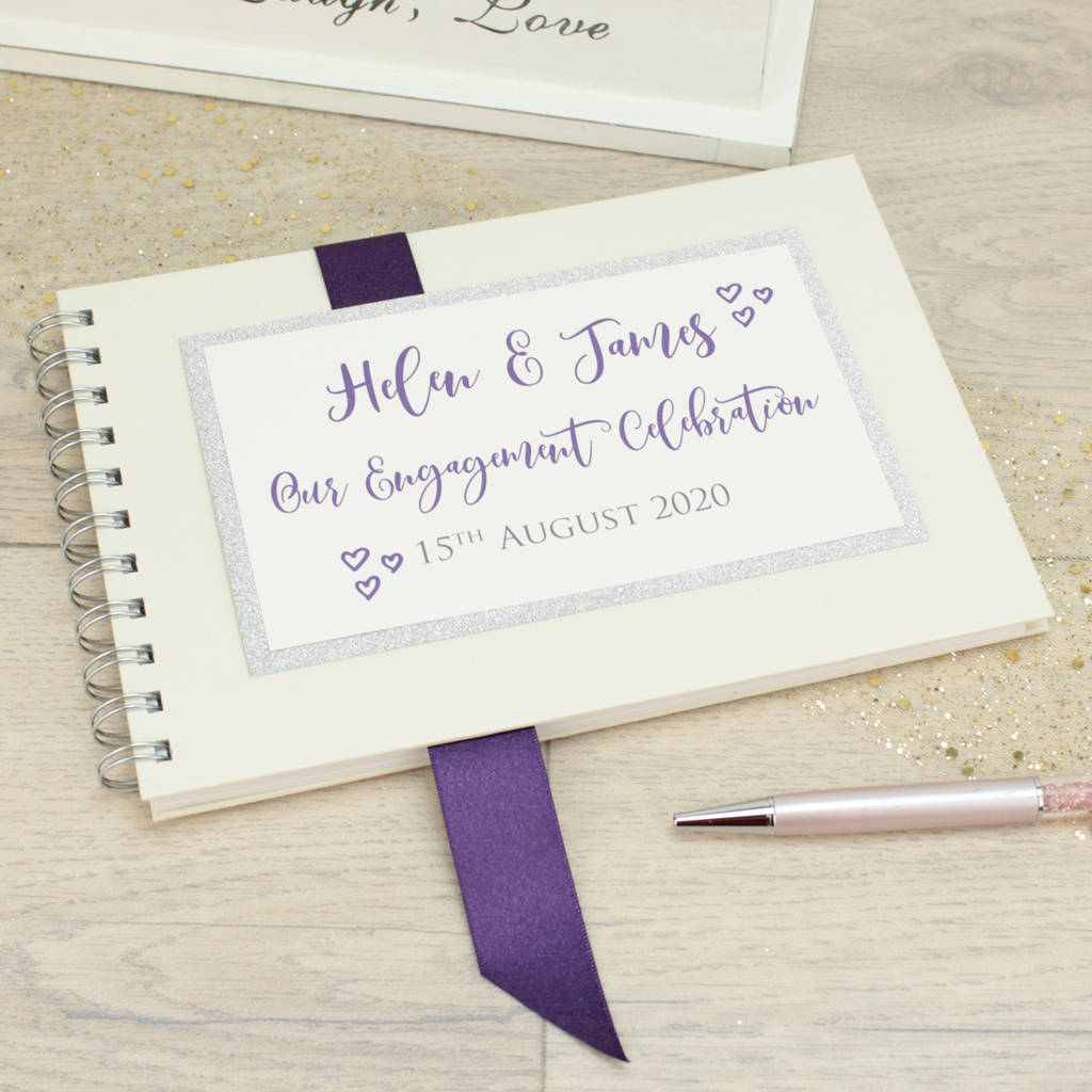 Personalised Glitter Engagement Party Memory Guest Book By Dreams To