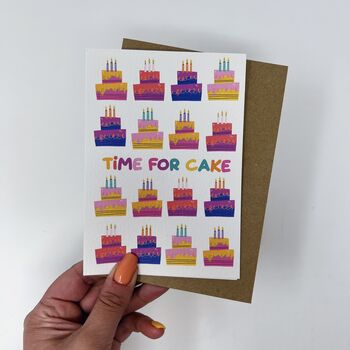 Colourful 'Time For Cake' Birthday Card, 2 of 3