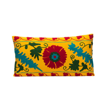 Sunflower Summer Silk Suzani Cushion, 3 of 5