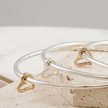 Open Heart Solid Silver And Gold Bangle, 3 of 12