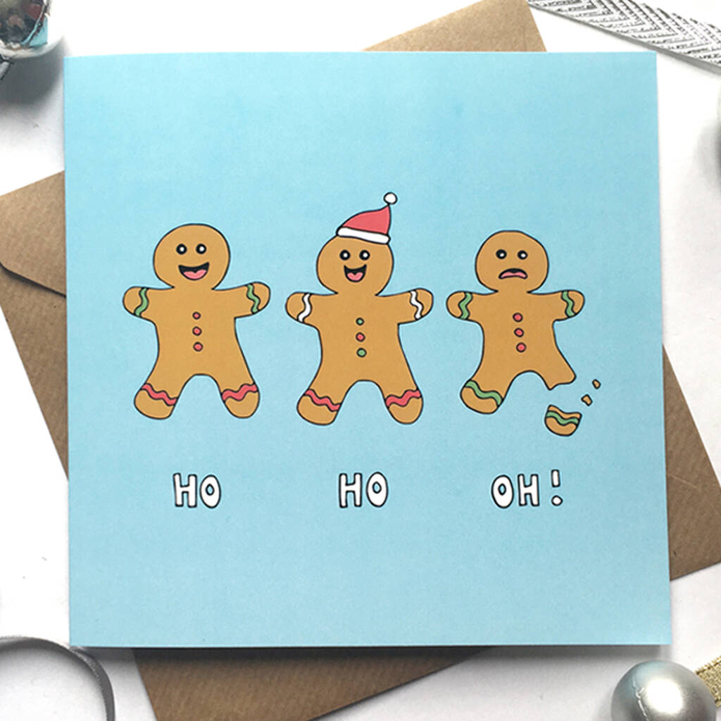 Funny Christmas Card With Gingerbread People, 1 of 4