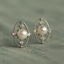 Silver Comet Pearl Stud Earrings, thumbnail 1 of 8
