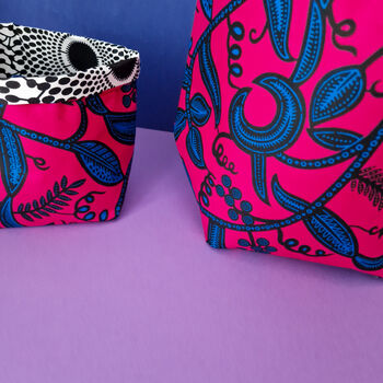 African Print Basket Pots | Pink Omolara Print, 2 of 5